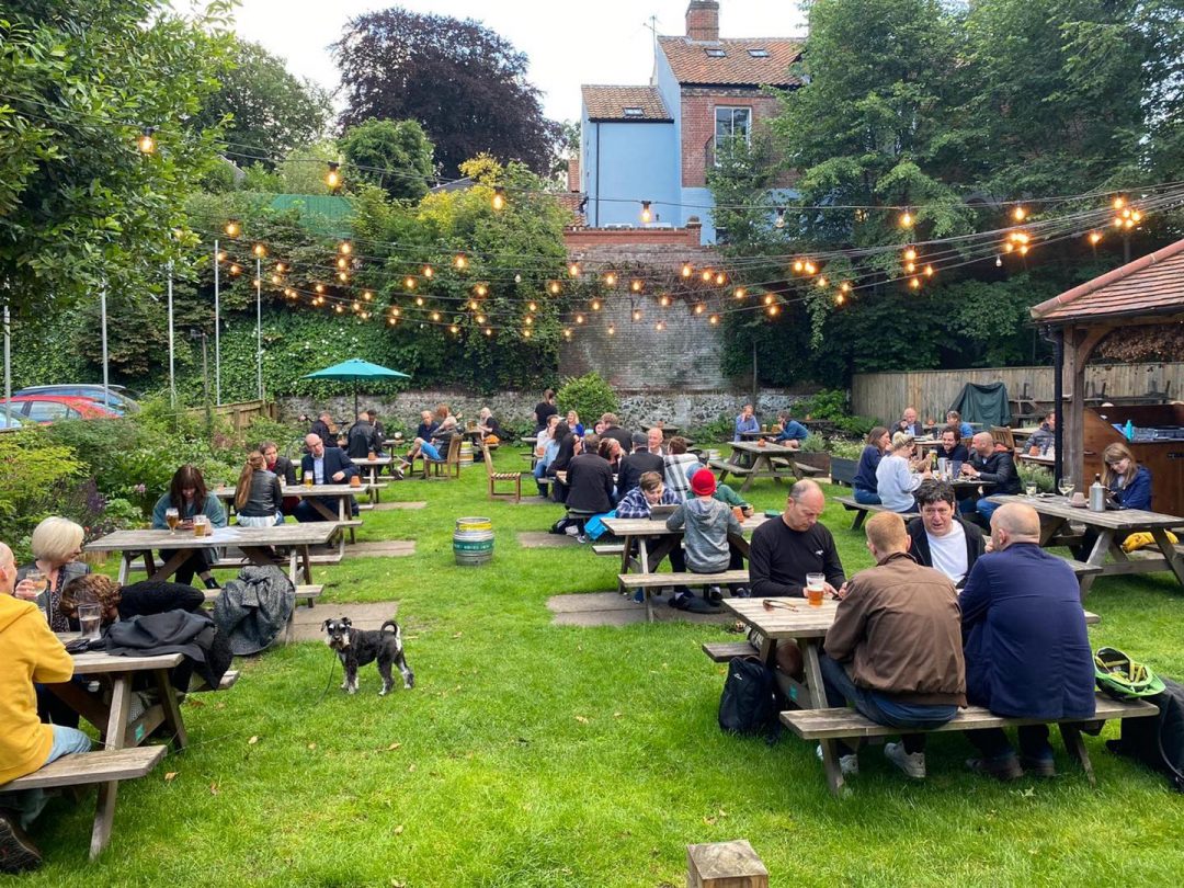 The Black Horse beer garden.