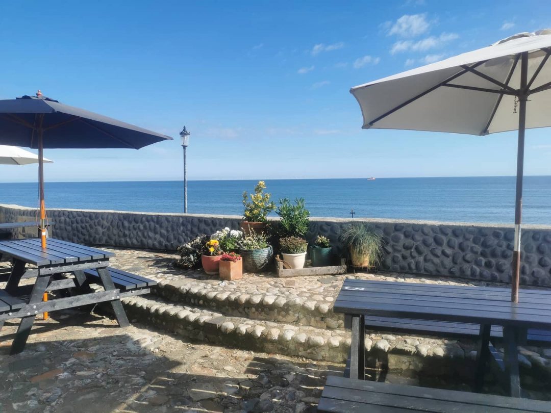 Sheringham's Whelk Coppers Tea Room seaside outside area.