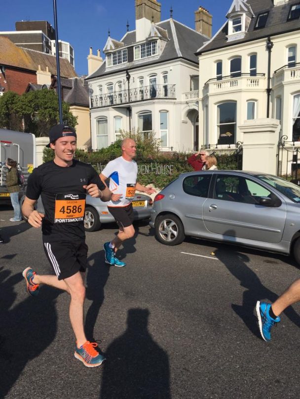 Norfolk Holiday Properties director, Sascha Tucker, taking part in a run in Portsmouth.