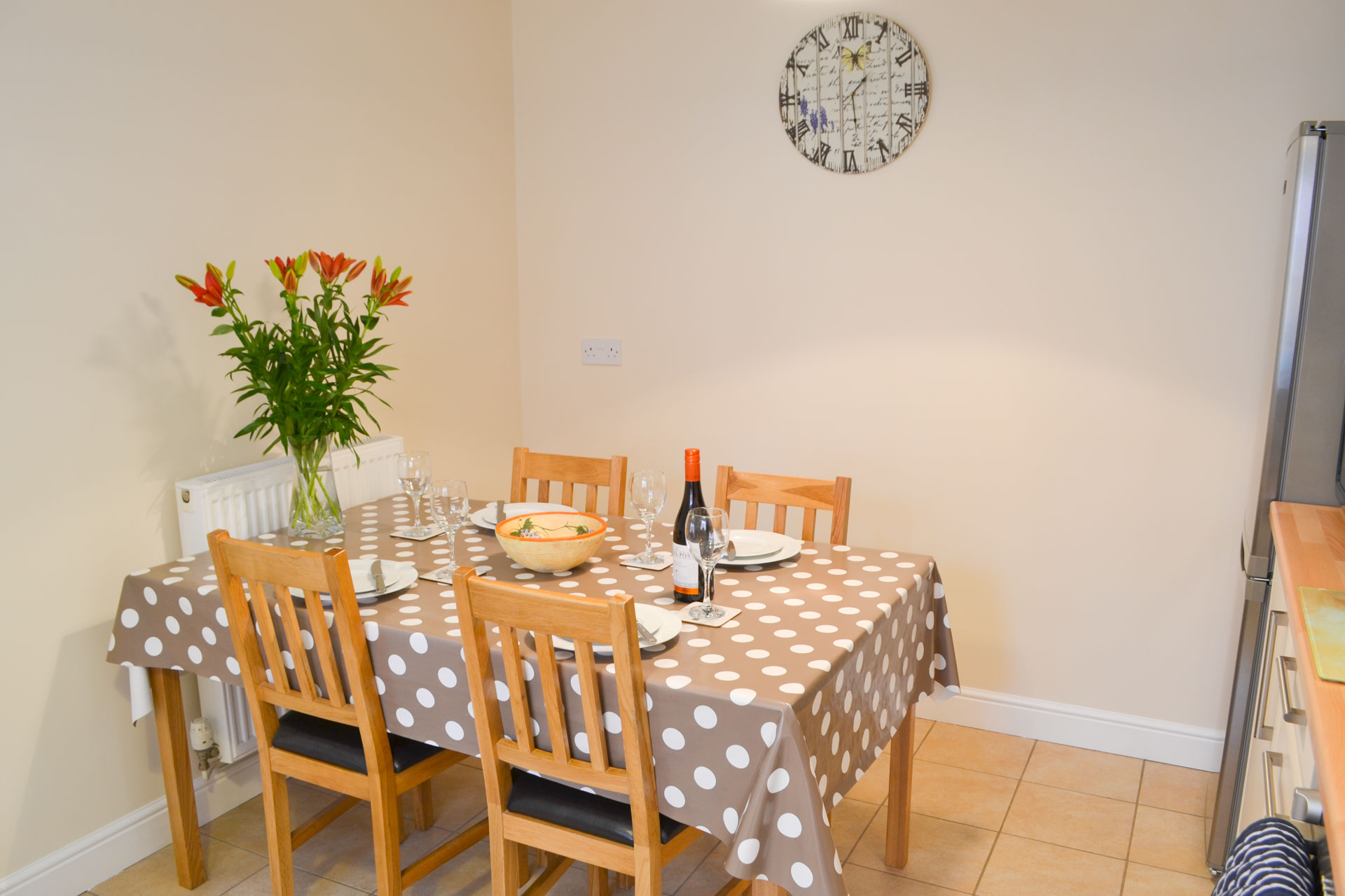 Family dining table and chairs.