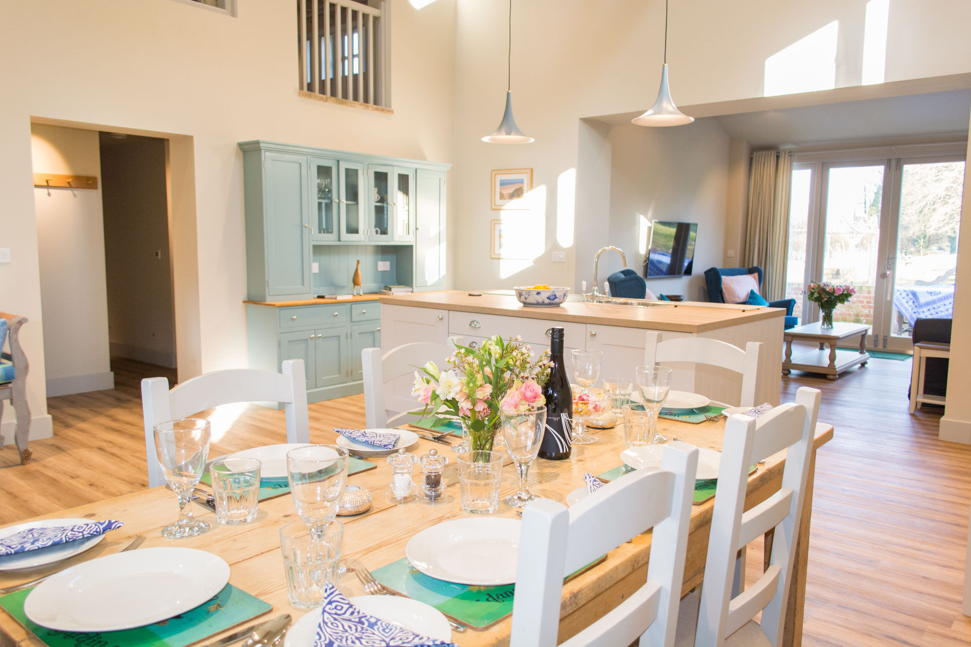 Boathouse Barn interior dining area within the kitchen.