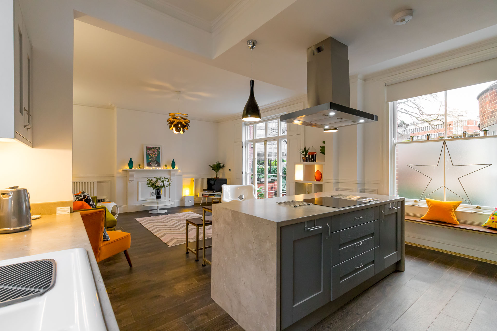 Interior view of All Saints Green Cottage living kitchen and dining area