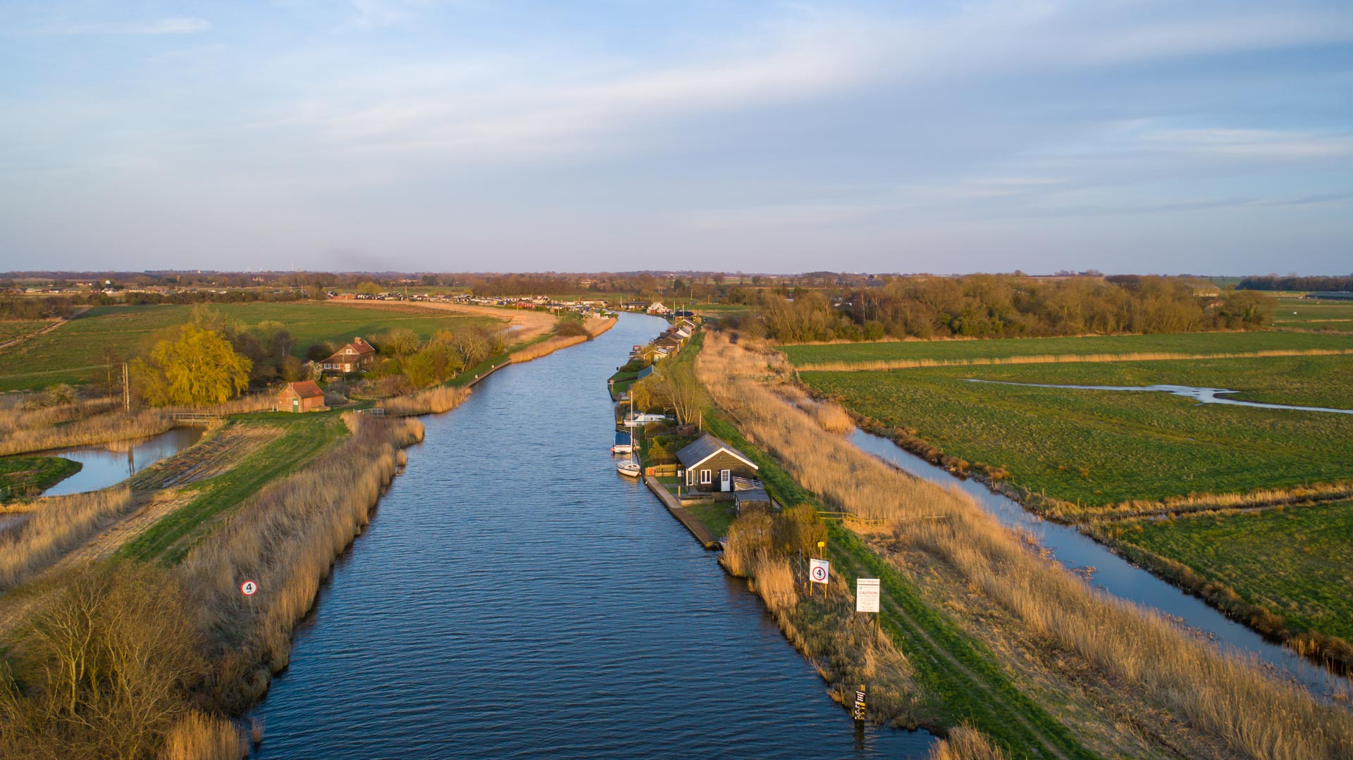 Tide & Time drone shot of the property of the edge of the River Thurne.